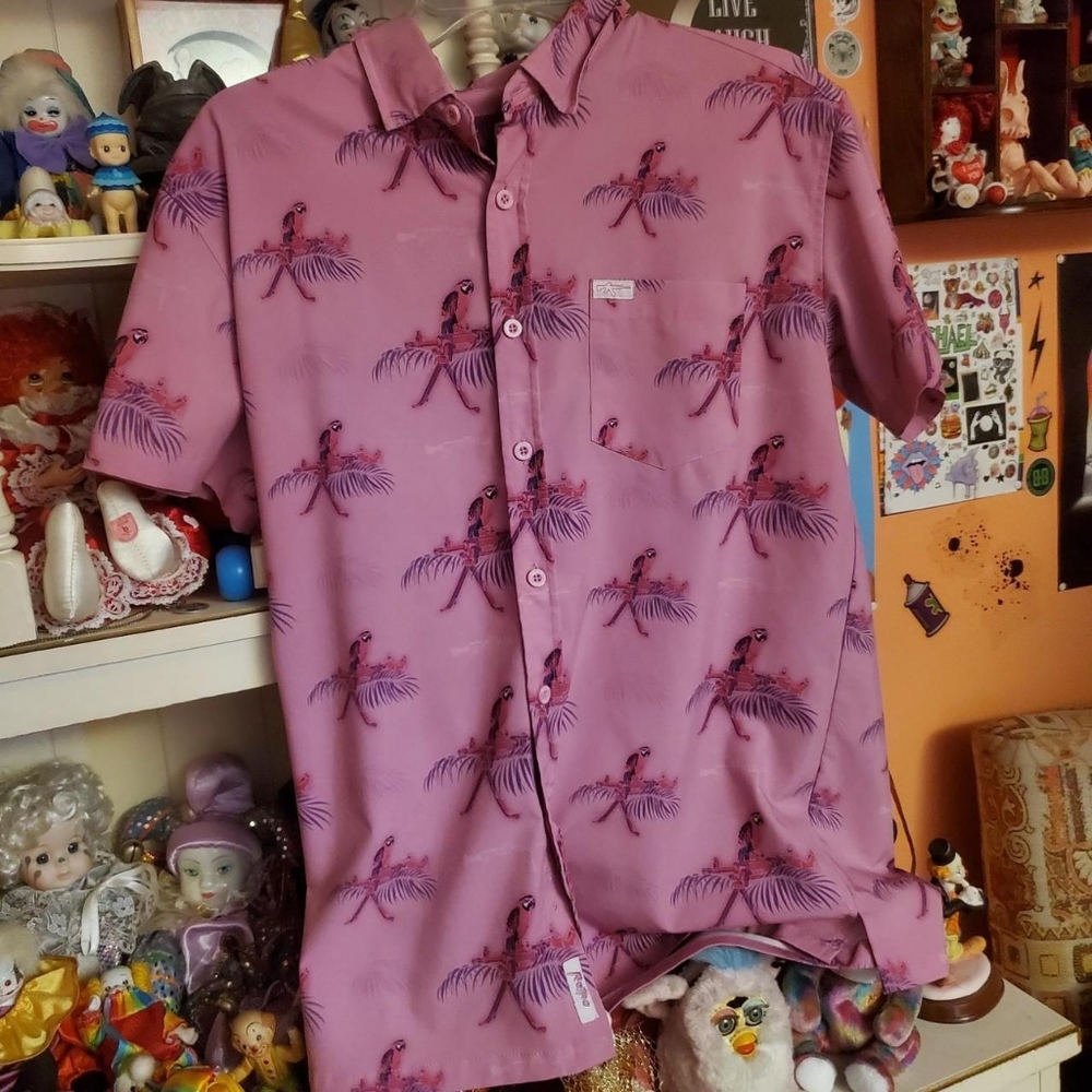 "retro" brand mens parrot button down